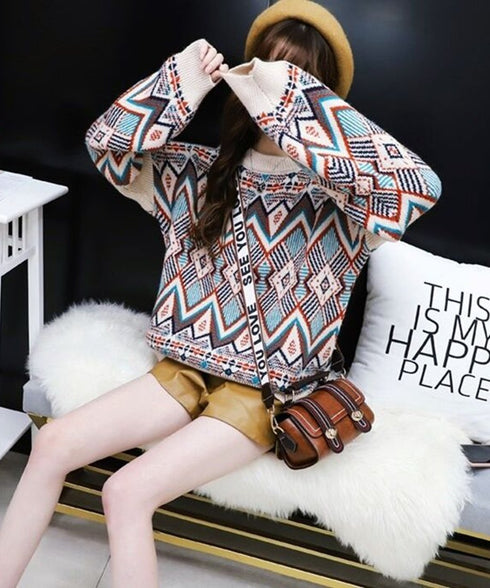 Tribal Geometric Knit Sweater