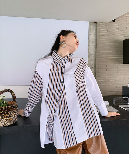 Striped Switching Blouse