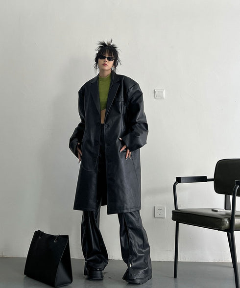 Oversized Faux Leather Jacket