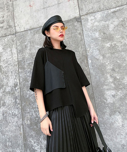 Half Sleeve Asymmetric Top