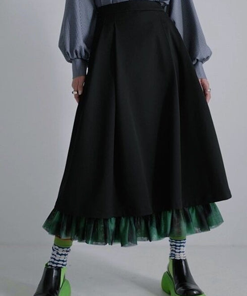 Ruffle Hem Layered Skirt