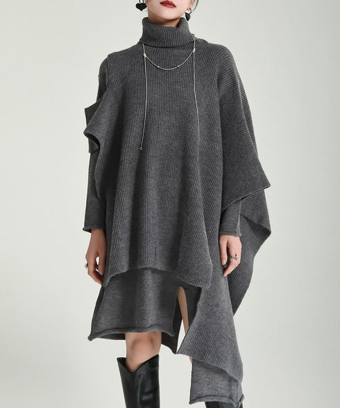 Slit Knit Dress & Poncho Co-ord