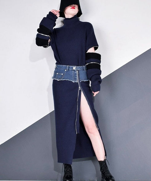 Designer Zip Sweater & Skirt Co-ord