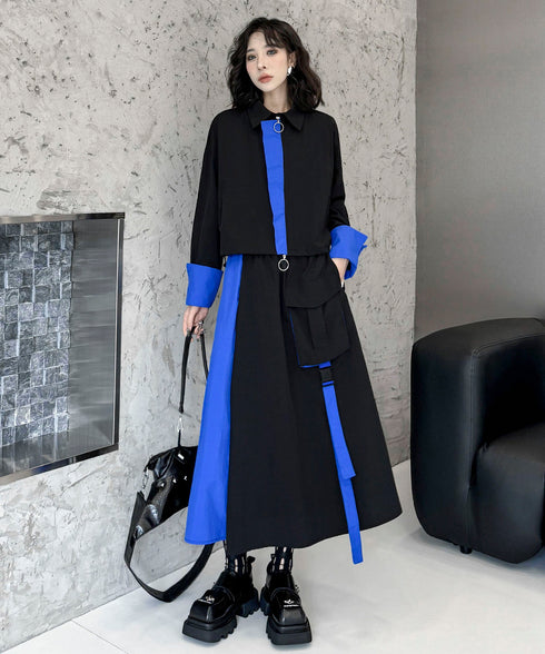 Bicolor Zip Top & Skirt Co-ord