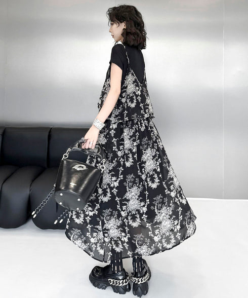 Faux Layered Floral Dress