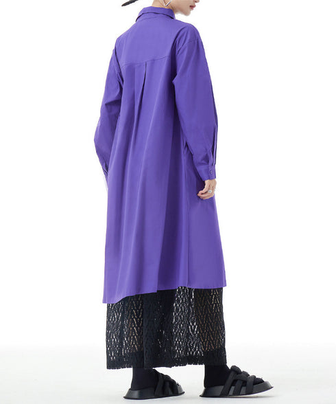 Diagonal Button Long Blouse