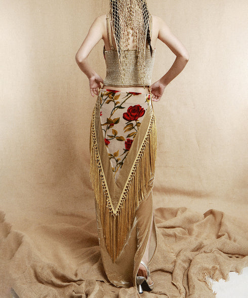 Flower Layered Tassel Skirt