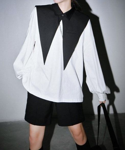 False Collar & Peasant Sleeve Top Co-ord