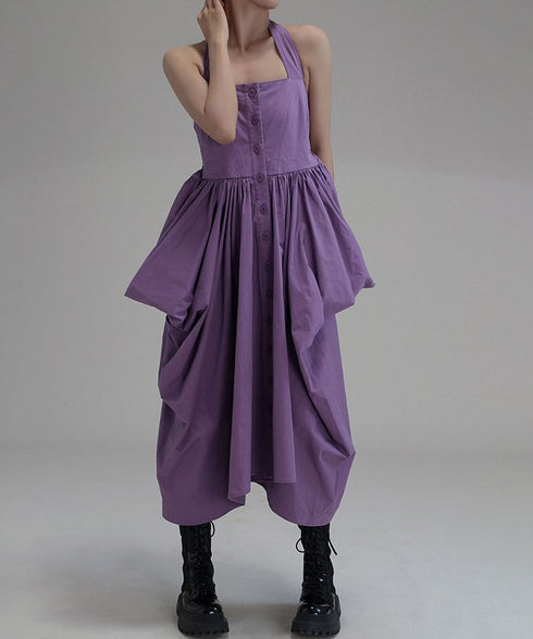 Design Pocket Halter-neck Dress