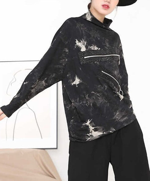 Zip Accent Marble Dye Top