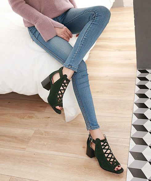 Cross Lace Open Toe Sandals