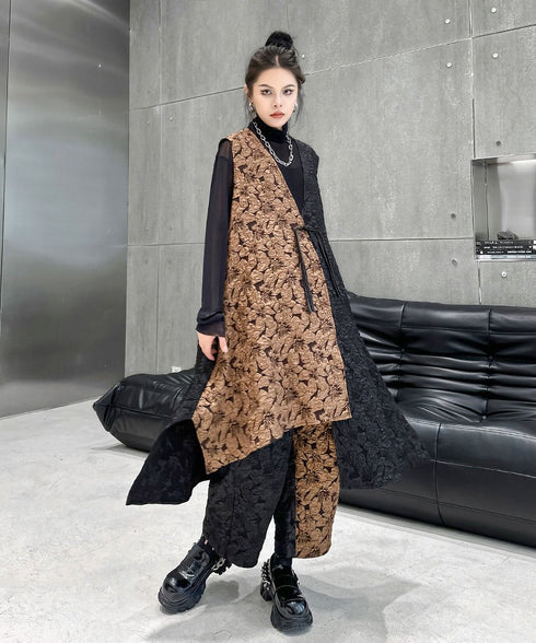 Ripple-fabric Vest&Pants Co-ord