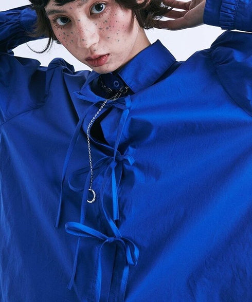 Ribbon Tie Puff Sleeve Blouse