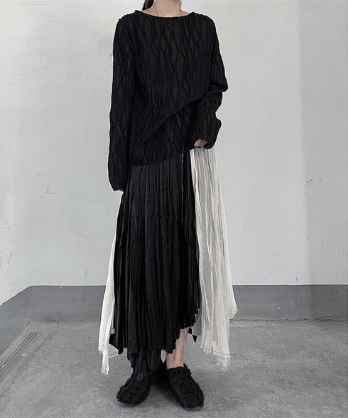 Ripple-fabric Long Sleeve T-shirt