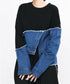 Denim Switching Sweatshirt