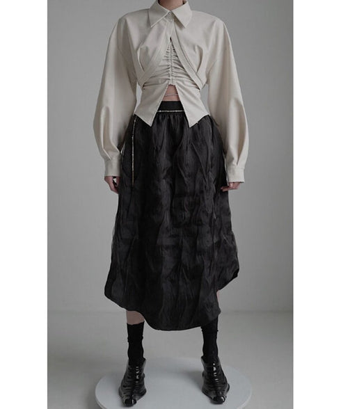 Round Tail Cropped Blouse