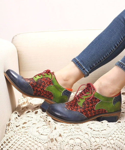 Color Patchwork Oxford Shoes