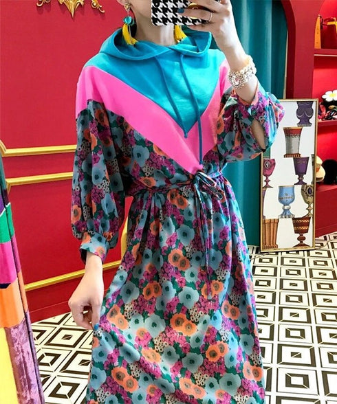 Floral Hoodie Dress