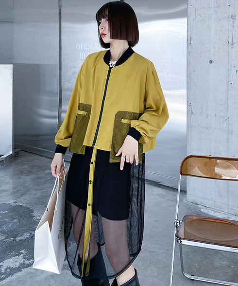 網狀開關拉鍊開襟衫