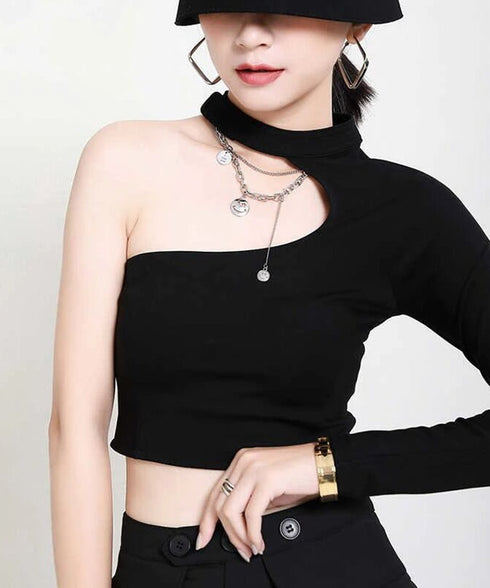 Cut-out One-shoulder Top