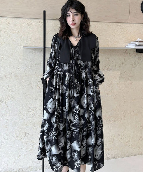 Smoke Marble Flare Dress