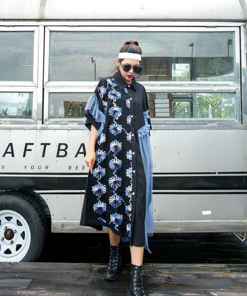 Gradation Flower Short Sleeve Dress