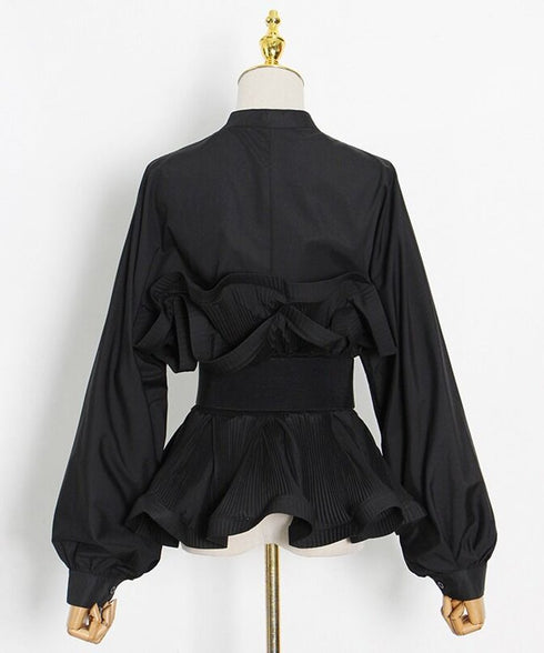 Pleated Peplum Blouse