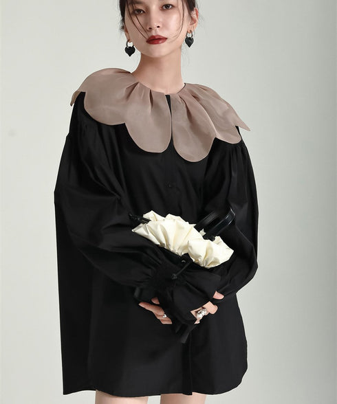 Tulip Collar Volume Sleeve Blouse