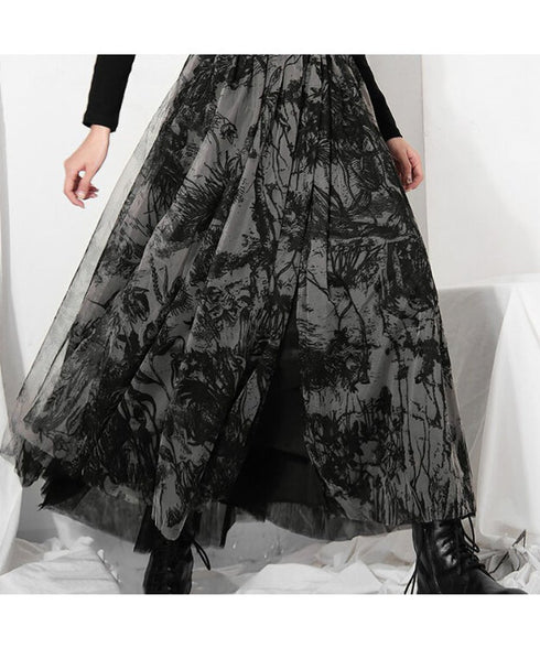 Shadow Botanical Mesh Skirt