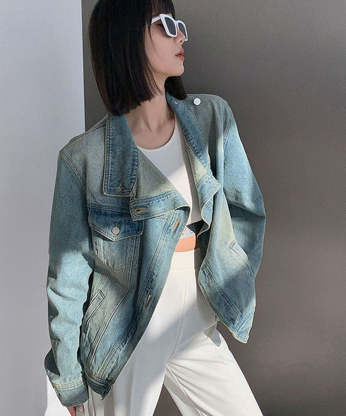 Stand Out Collar Denim Jacket
