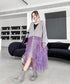 Ruffle Tulle Long Cardigan