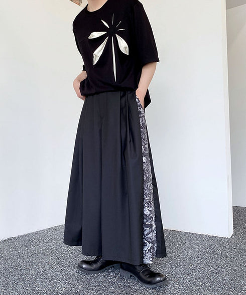 Side Panel Pleated Wide Pants