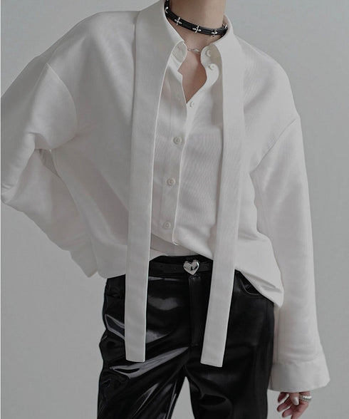 Scarf Collar White Blouse