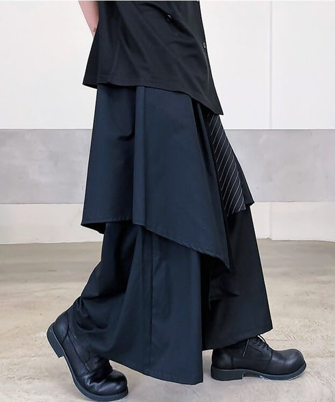 Layered Pleated Wide Pants