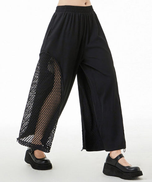 Side Mesh Wide Pants