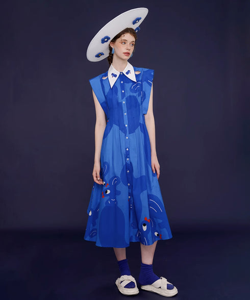 Blue Bird Flare Dress