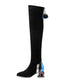 Jewel Heel Metallic Knee Boots
