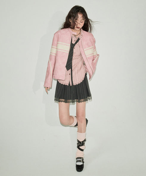 Color Block Faux Leather Jacket