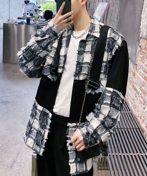Fringe Check Combination Jacket