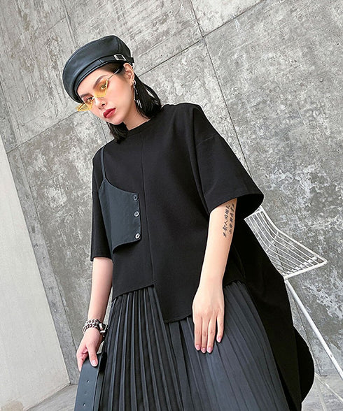 Half Sleeve Asymmetric Top