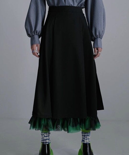 Ruffle Hem Layered Skirt