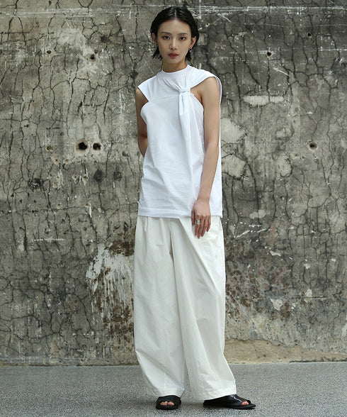 Gathered Round Neck Top