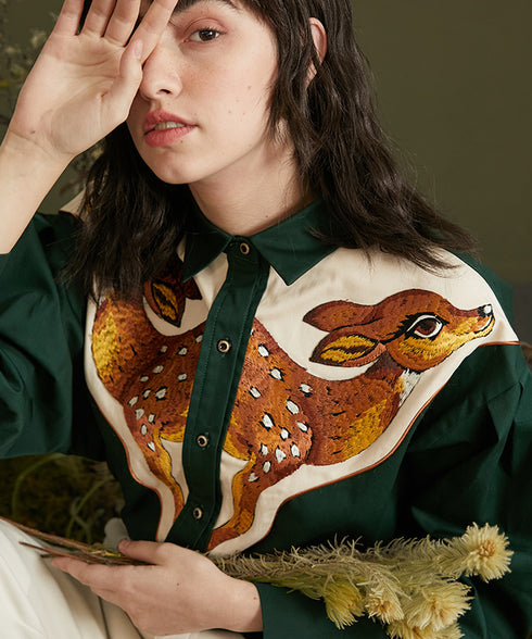 Deer Embroidery Blouse