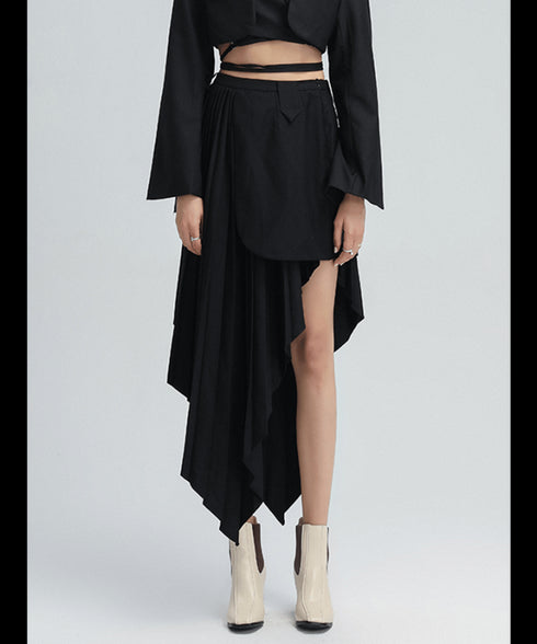 Pleated Cascade Hem Skirt