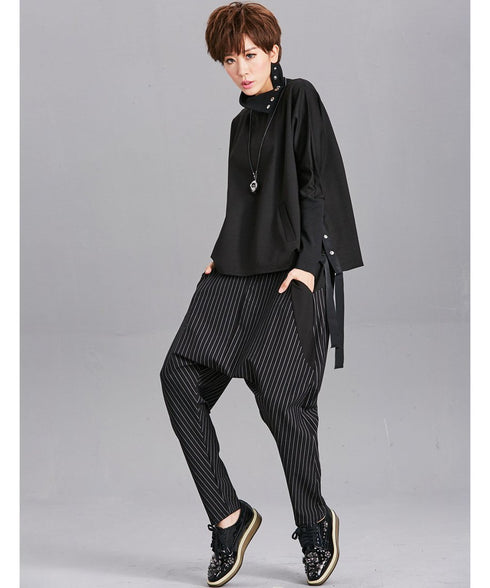 Snap Collar Drawstring Top