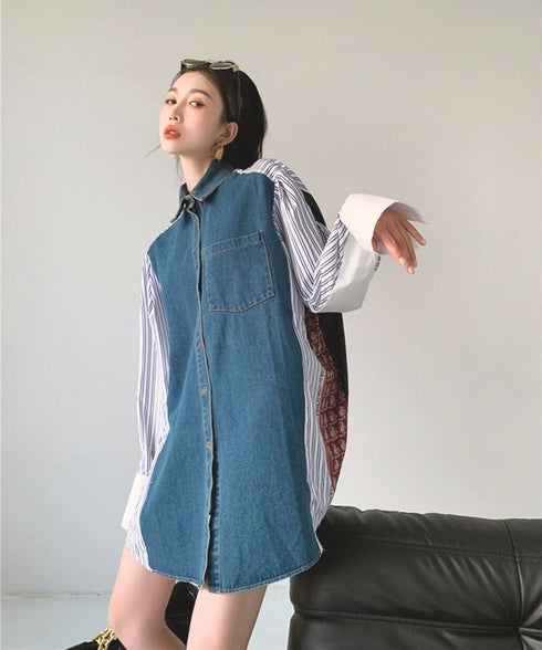 Striped Patchwork Blouse