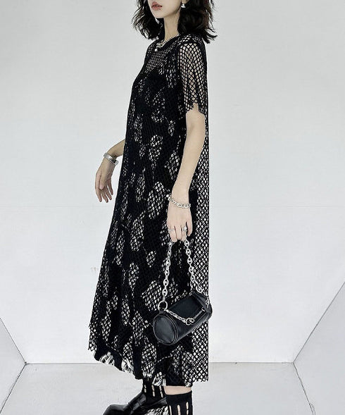 Crew Neck Mesh Dress