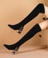 Jewel Heel Metallic Knee Boots