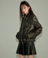 Ribbon Patchwork Faux Leather Jacket