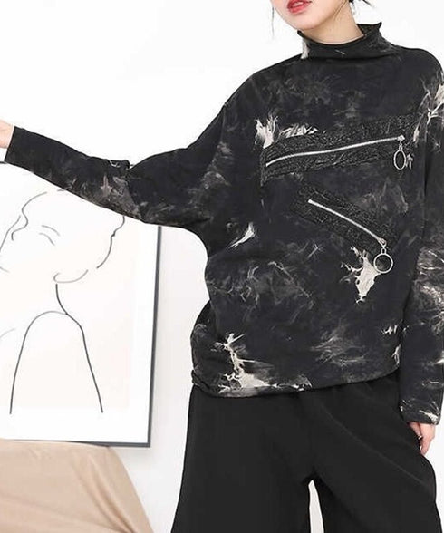 Zip Accent Marble Dye Top